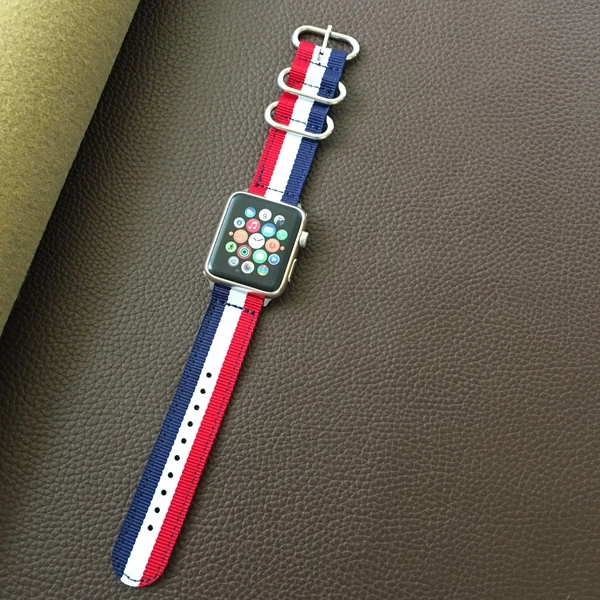 Прочный моделирующий нейлоновый ремешок для apple watch 5 4 3 2 1 браслет ремень ремешок для iwatch 42 мм 38 мм 40 мм 44 мм аксессуары - Цвет ремешка: blue white red