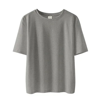 

Ladies Cotton T-Shirt Slim Solid Color Short Sleeve T-Shirt 2020 New gray
