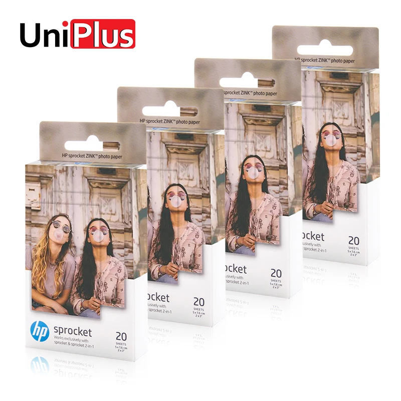 

UniPlus HP Sprocket 2 in 1 Photo Printer Paper Zink Sticky Bakced Photo Paper 20 sheets 2*3 inch Small Pocket Photo Papers DIY