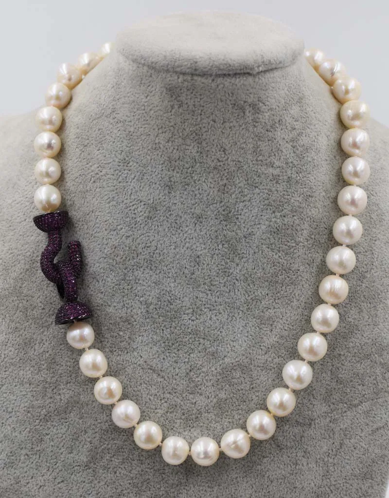 

freshwater pearl necklace white near round 10-11mm 18inch wholesale bead discount
