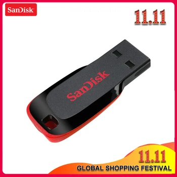 

100% Original SanDisk USB 2.0 Flash Drive 16GB 32GB 64GB 128GB Cruzer Blade CZ50 Pen Drives Support official verification