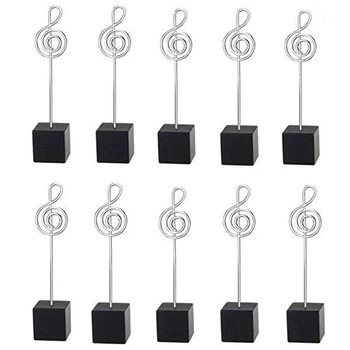 

10Pcs Black Square Base Music Wire Photo Clip Resin Stand Memo Holder Music Shape Table Number Holder Wedding Favor Party Decora