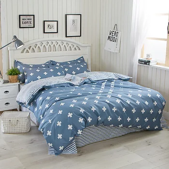 

Thumbedding Cross Symbol Bedding Set Queen Simple Creative Blue Duvet Cover King Size Full Twin Single Unique Design Bed Set