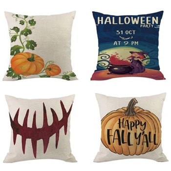 

4Pcs/Set Halloween Pillows Cover Decor Pillow Cases Sofa Pumpkin Cushion Cover Home Decor 45X45Cm