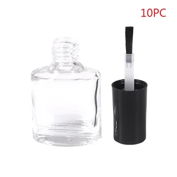 

10pcs 10ml Empty nail polish Transparent bottle clear glass with brush refillable manicure tool