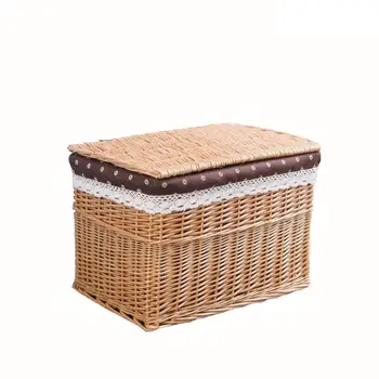 

Wicker Storage Basket Pastoral Wind Snack Storage Basket Clothes And Debris Organizer Household Daily Necessities Decoration