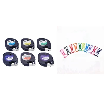 

100Pcs Bone Shape Paper Clips & 6 Pcs Compatible for DYMO LetraTag Label Tape Printer Paper