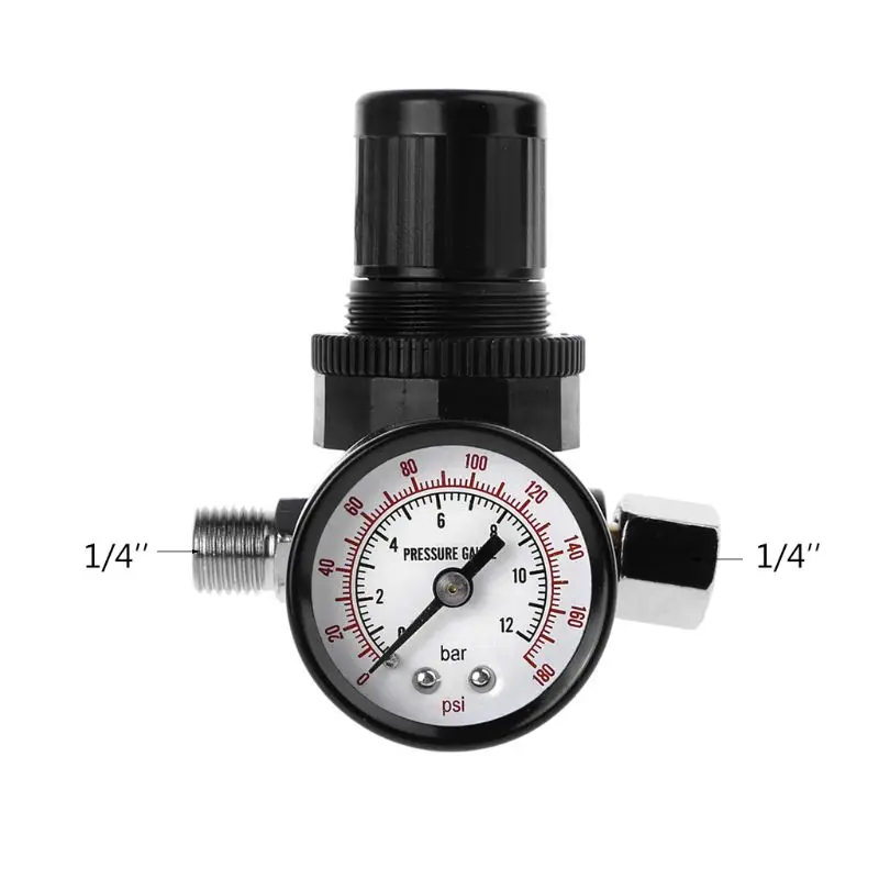 

1/4\" Air Pressure Regulator Reducer 12Bar 180 PSI Spray Pressure Valve Gauge
