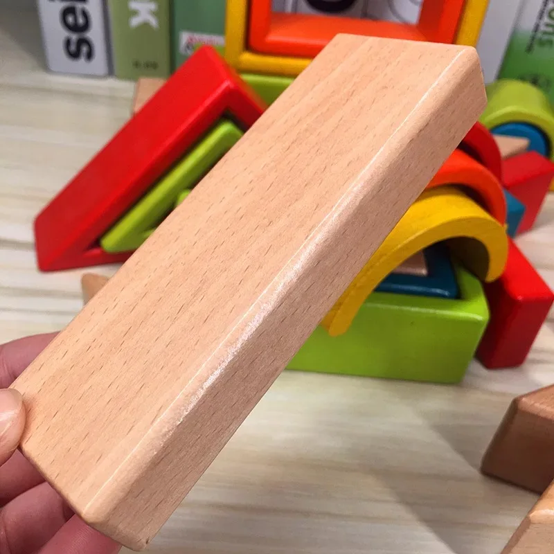 32-piece Kids Wooden Rainbow Stacking Blocks Educational Montessori Toys Baby Early Education Boys and Girls Gifts