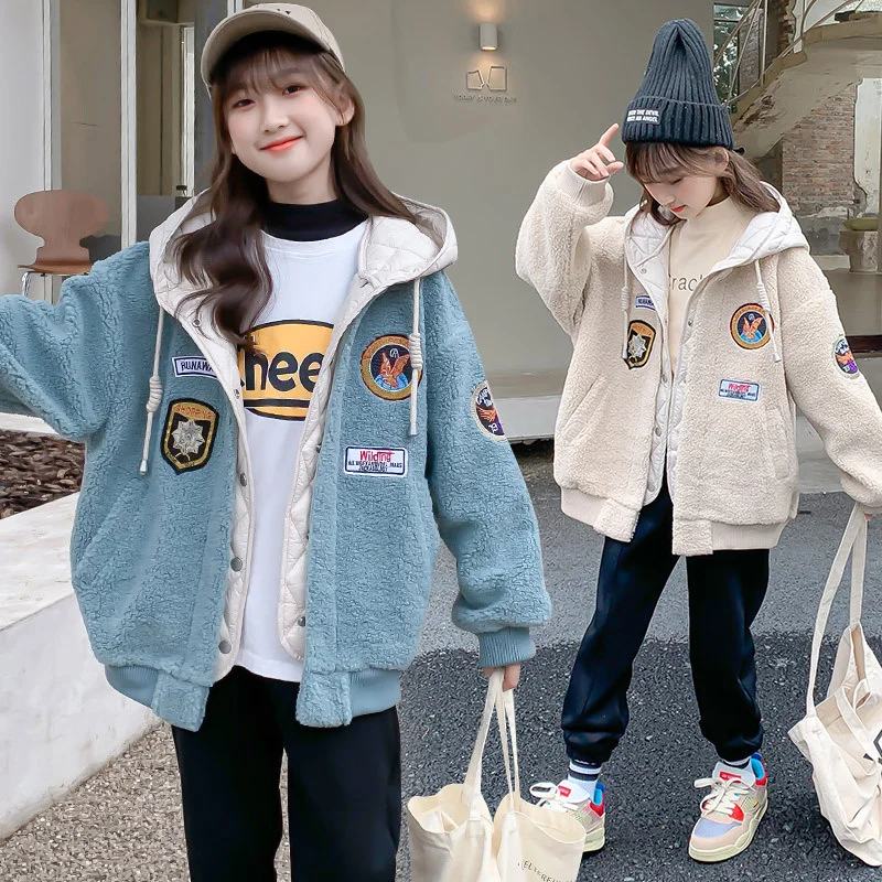 

Girls Baby's Kids Coat Jacket Outwear 2022 Loose Thicken Spring Autumn Cotton Teenagers Overcoat Top Tracksuits High Quality Chi