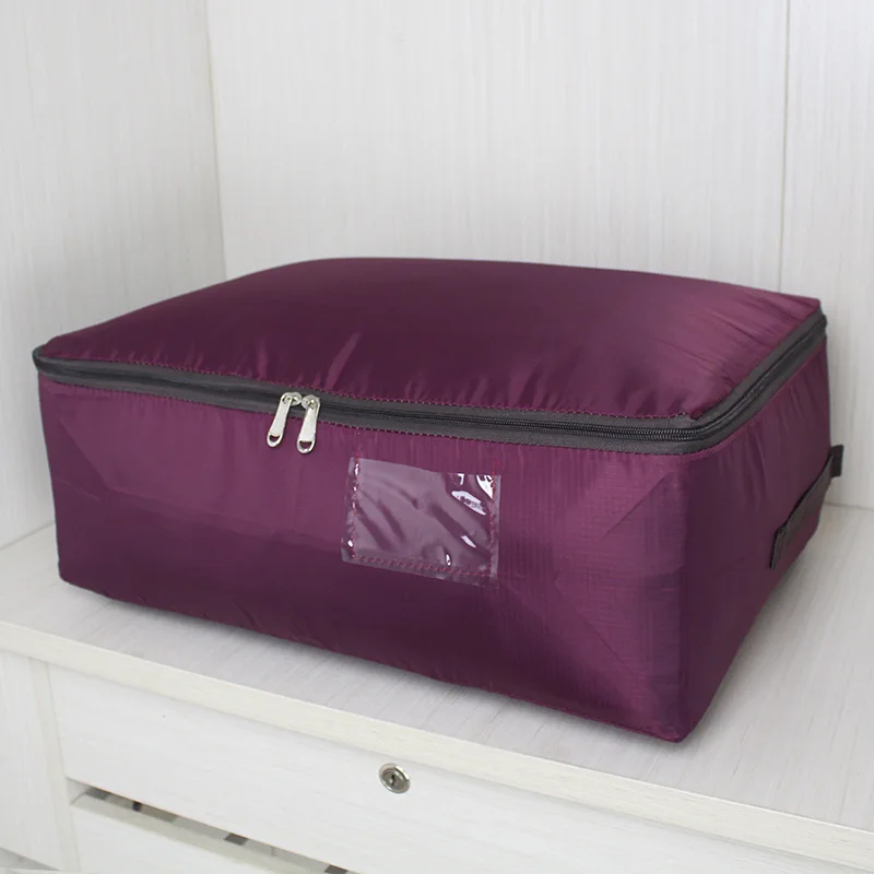 Напечатанная утолщенная стеганая сумка из ткани Оксфорд клетчатая одежда на молнии сумка моющаяся Прочная Коробка для хранения Органайзер для шкафа, гардероба - Цвет: cetigezijiuhong
