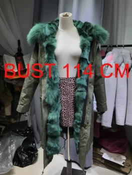 

Maylofuer BIG DISCOUNT real fox fur parka with natural raccoon fur collar green