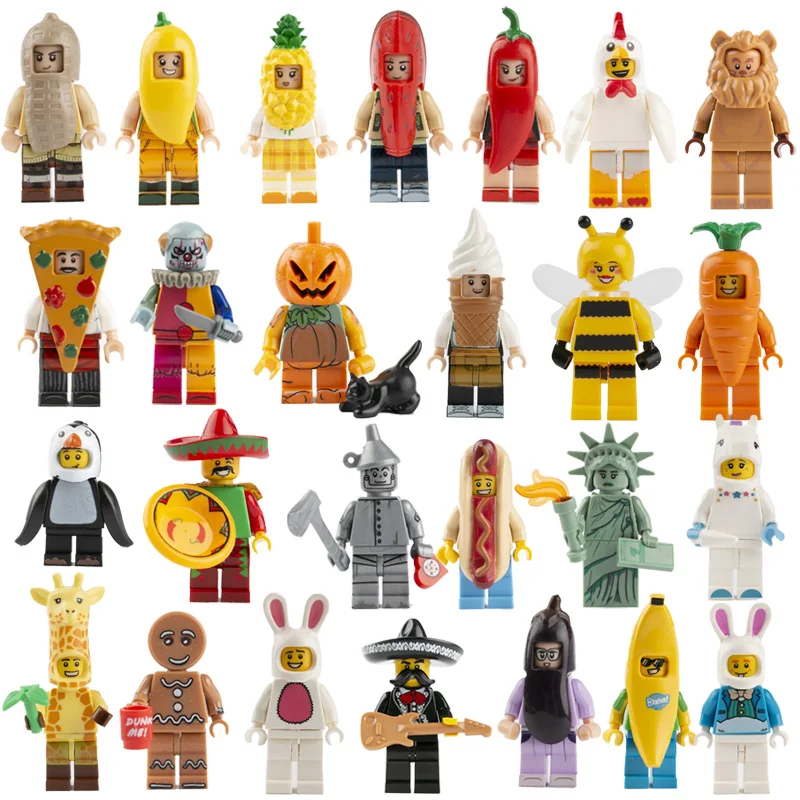 

City Accessories Cartoon Figures Building Blocks Friends Party Halloween Decorations Food Fruits Animal Bricks Toy Children C117