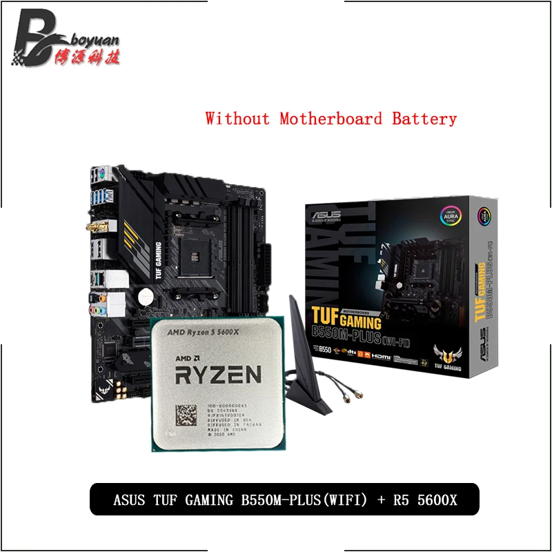 Amd Ryzen 5 5600x R5 5600x Cpu + Asus Tuf Gaming B550m Plus (wifi) Motherboard Suit Socket Am4