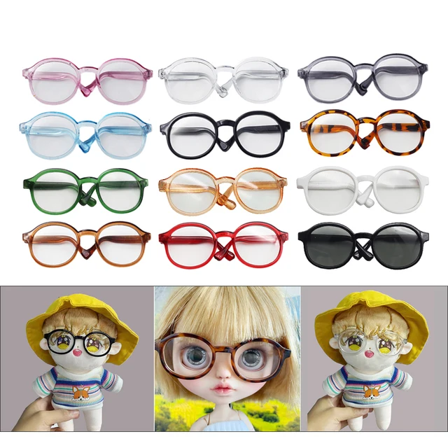 BJD 4.5cm 6.5cm 9cm transparent Plastic Glasses For 1/8 1/6 1/3 BJD,Blythes,MSD SD,Plush EXO Doll sunglasses Free shipping 2