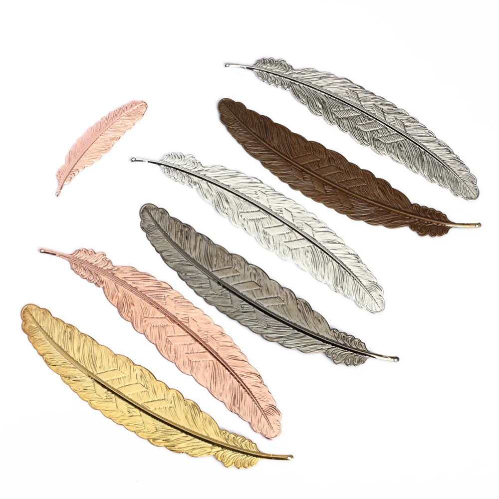 New 24x110/12x43mm Feather Pendant 5pcs/lot 6colors Cameo Bookmarks