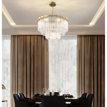 

Postmodern crystal chandeliers LOFT fashion light luxury atmosphere personality designer living room Nordic bedroom hanging lamp