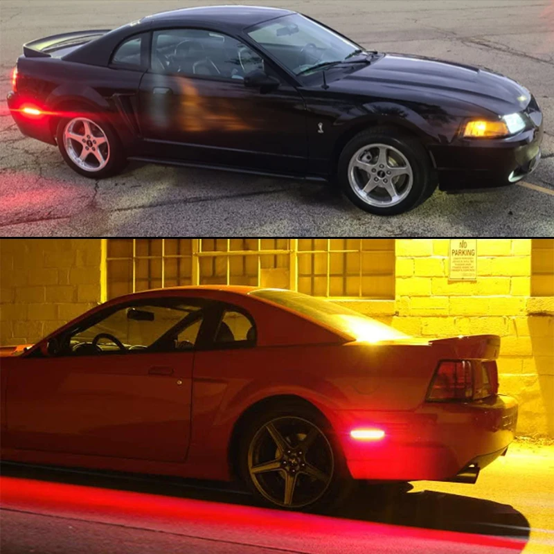 2Pcs Smoked Lens Waterproof Red Rear LED Side Fender Marker Lamp Parking Light F