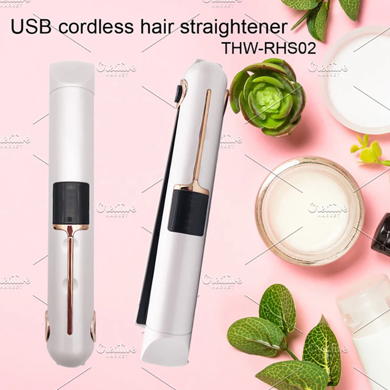  Cordless Hair Straightener with Power Bank Lock System Mini Usb Travel Flat Irons Portable Wireless