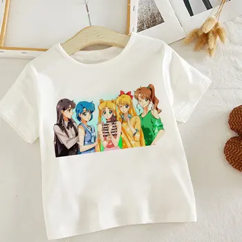 

Unisex 2020 Girls Shirts Sailor Moon Cute Princess Cartoon T Shirt Girl Painted Harajuku Boy Tshirts Kids O-neck Fashion Kawaii
