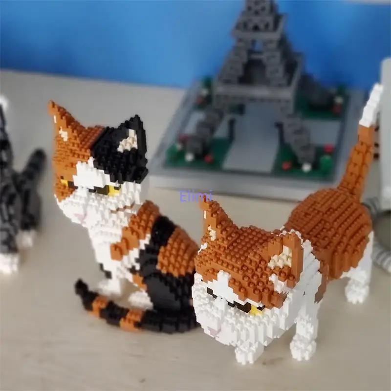Мини кубики фигурки животных модель кошки сборная игрушка строительные блоки