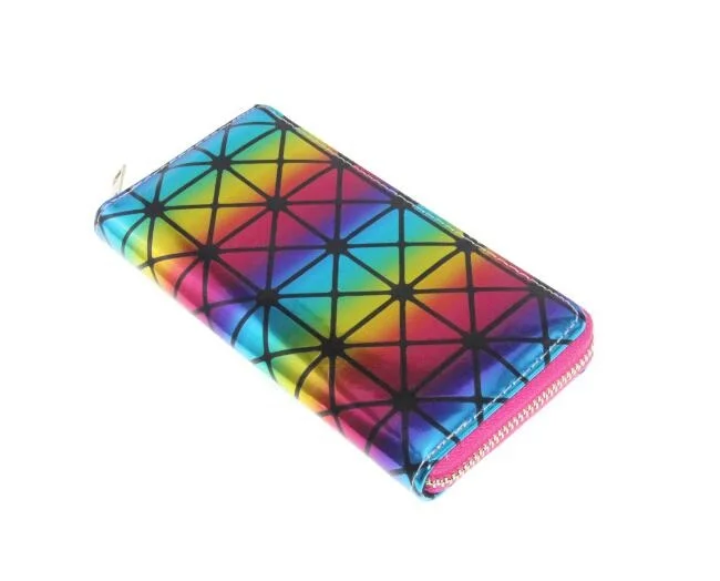 Xgravity European Laser Rainbow Colorful Wallet New Graffiti Ladies Long Purse Fashion Women Leisure PU Card Bags H018