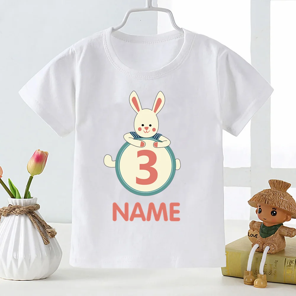 

Kids Cute Rabbit Number 1-9 Print T shirt Boys Girls Happy Birthday Gift Number Clothes Baby Cartoon New T-shirt,YKP026