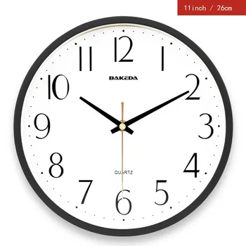 Relojes de pared minimalist de 26cm con marco negro, cristal transparente, Reloj Simple silencioso, Reloj de pared, Oficina de estudio, decoración del hogar