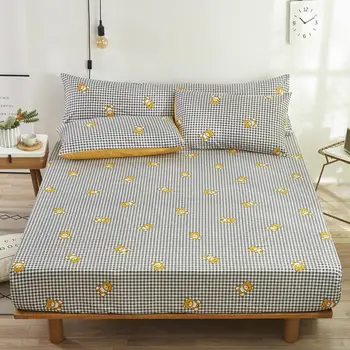 

24Cotton Bed Linen and Pillowcase Home Set Elastic Fitted Sheet Mattress Cover Bedsheet Double Queen King Bedspread 180x200