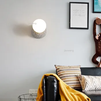 

LED Wall Lamp Bedside Led Wall Light White Black Creative Modern Moon Glass Ball Wall Lamps Aisle Round Lamp