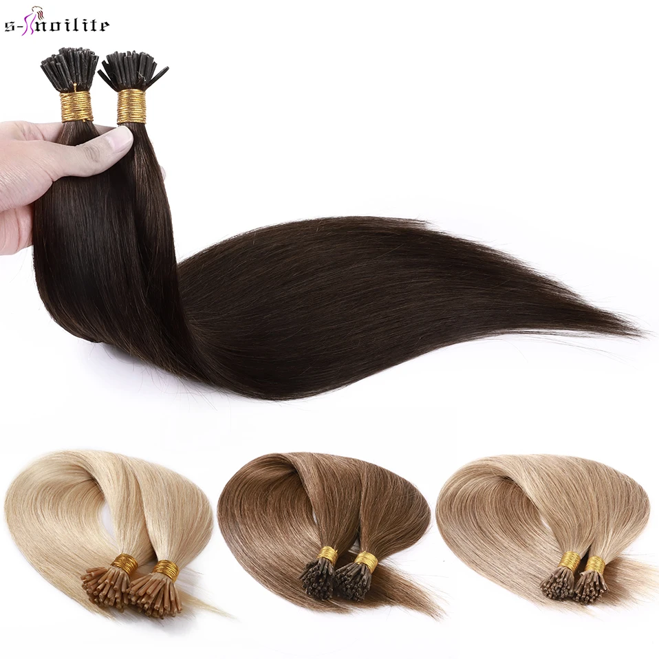 S-noilite 1g/s Straight Human Hair 50pcs I Tip Hair Extensions Fusion Keratin Micro Ring Pre-Bond Blonde Stick For Women