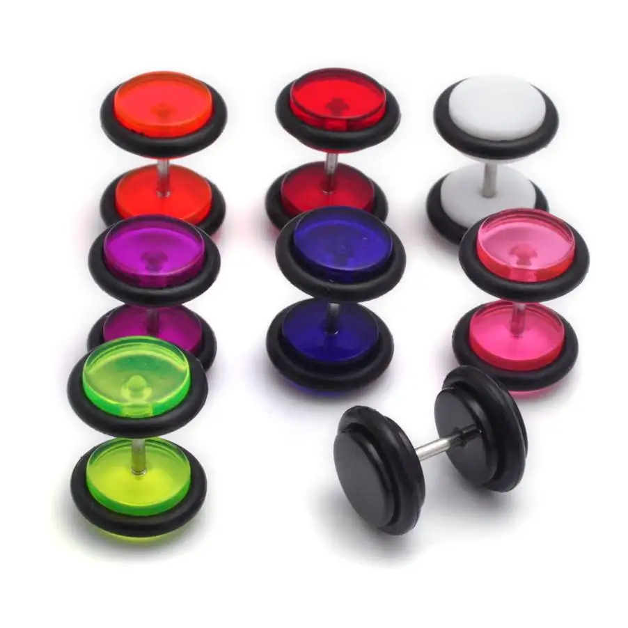 Acrylic Neon Faux Fake Cheater Earring Studs Barbell Ear Plug Earlet Gauge Taper 2PCS ear piercings For Men Women 8mm piercing jewelry body piercing earrings ear piercing jewelry ear studs body piercing jewelry body jewelry ear taper earrings