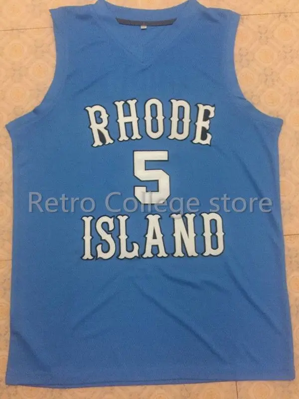 5 Lamar Odom Rhode Island College bule Basketball Jersey Мужская прошитая на заказ любое имя