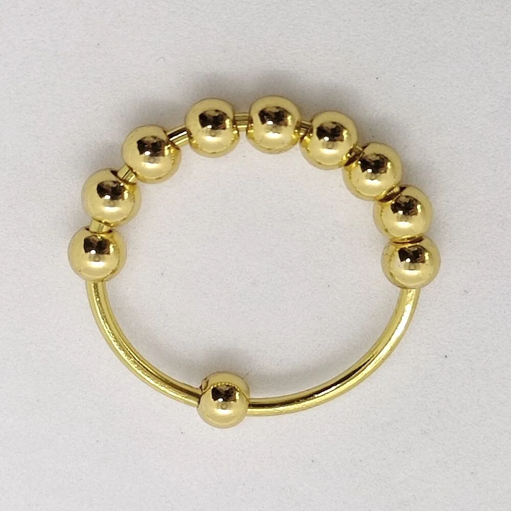 Sliding Beads Reduce Pressure Beaded Ring Women Relax Anxiety Fidget Adjustable Folding Rings Ten Beads Meditation Handmade