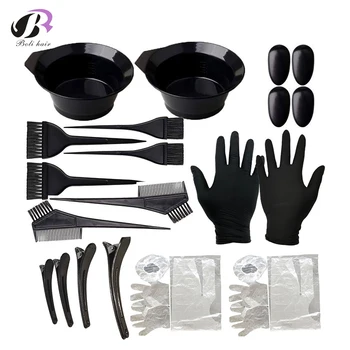 

Hair Dye Tool Set Hair Dye Bowl Brush Hairpin Earmuff Disposable Bath Cap Latex Gloves 22 Pcs Salon