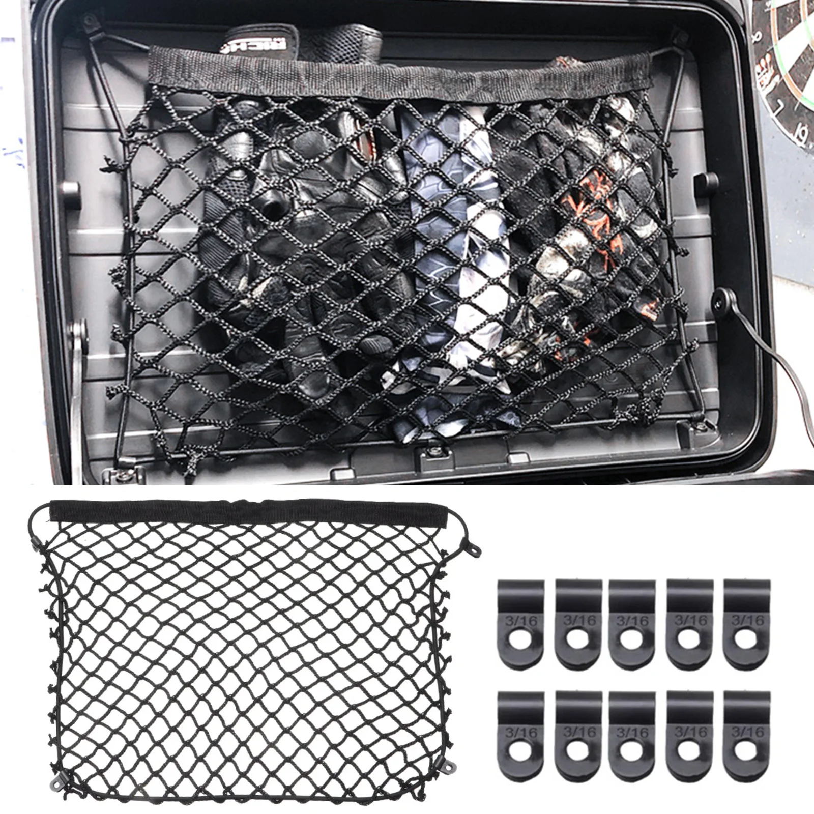 Motorcycle Nets Organizer Luggage Storage Cargo Mesh top case Trunk Organiser panniers Hooks For BMW F750GS F650GS R700GS R850GS