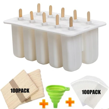

DIY sicle Molds Shapes Food Grade Silicone Ice sicle Maker with Sticks, sicle Bags, Funnel White