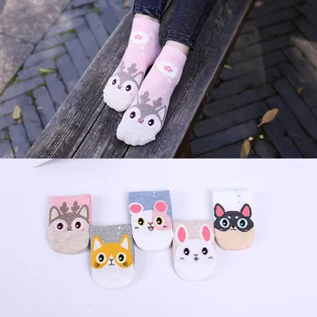 

5 Pairs Lot New Harajuku 3D Ears Cartoon Pug Kitten Bear Animal Pattern Cotton Women Ankle Socks Quality Gift Funny Cute Socks