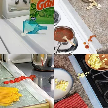 

Kitchen Silicone Stove Counter Gap Cover Easy Clean Heat-resistant Gap Sealing Strips Between Counter Tools Anti-oil
