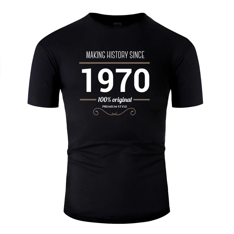 Новая модная повседневная футболка для мужчин с историей с 1970, одежда, футболка с рисунком, хлопок, безумные футболки