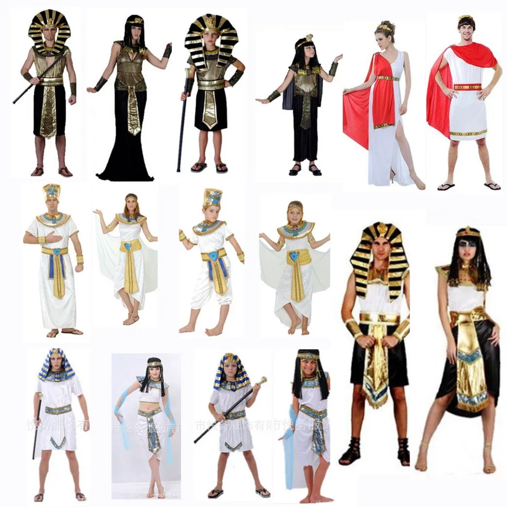 Purim вечерние костюмы египетского фараона, костюм Клеопатры, костюмы для женщин, мужчин, мальчиков и девочек, Семейные костюмы для пар