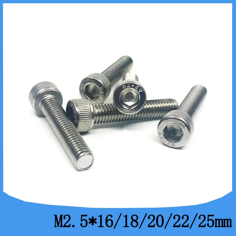 30pcs M2.5 * 16/18/20/22/25 mm sus304 stainless steel hexagon socket head cap screw model auto diy DIN912 | Обустройство дома