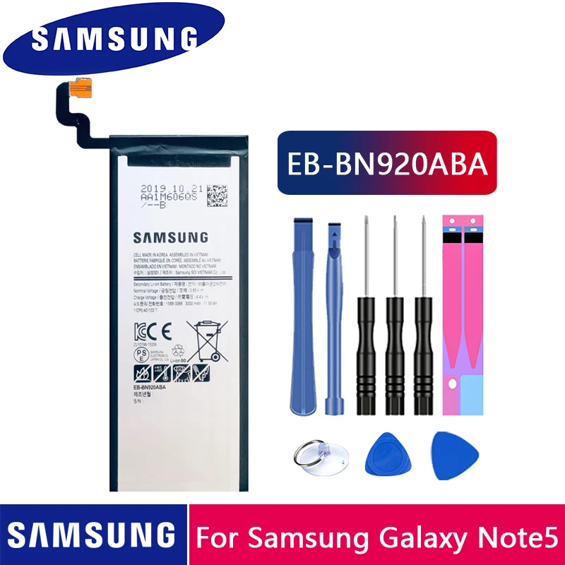 Аккумулятор для телефона Samsung 100% оригинальный аккумулятор Galaxy Note 5 N9200 N920T N920F Note5 EB BN920ABE N9208 3000