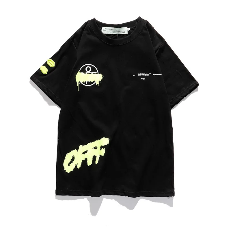 

Off Bangkok Qualified Paint Spraying Arrowhead-Ow Short Sleeve T-shirt Male Summer Tops