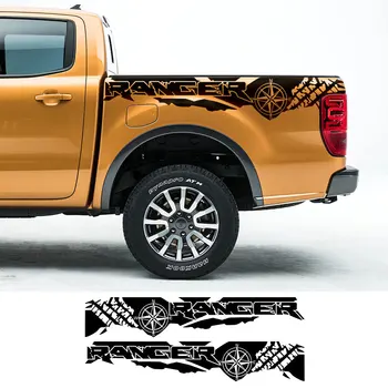 

2PCS Car Stickers Tire Print Compass Adventure Off Road Auto Tail Vinyl Graphics Decal For Ford Ranger Raptor Pickup Accessories