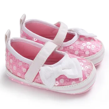 

Bows Shining Baby Shoes First Walkers Soft Sole Newborn Toddler Shoes Non-Slip Infant Baby Girl Shoes Schoenen Slofjes