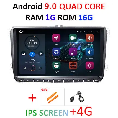 DSP Android 9,0 4G 64G Автомобильный gps для сиденья Altea Фольксваген Толедо Passat B6 CC GOLF 5 6 Polo Tiguan Touran Радио Навигация без DVD плеера - Цвет: 9.0 1G 16G IPS