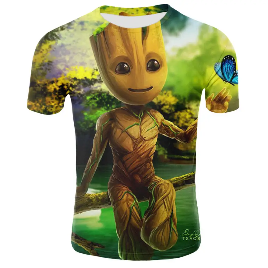 Groot T Shirts Mannen Unisex X planeet Monarch Bounty Hunter Superhero Movie Guardians of The Galaxy Funny Novelty 3D T-shirt gr | Мужская