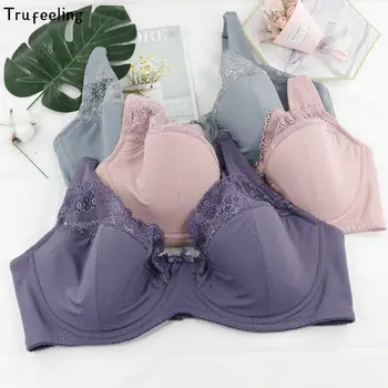 

Trufeeling 36G-46H Plus Size Bras For Women Underwired Hollow Out Bra Bralette Womens Underwear Embroidery Lingerie Brassiere