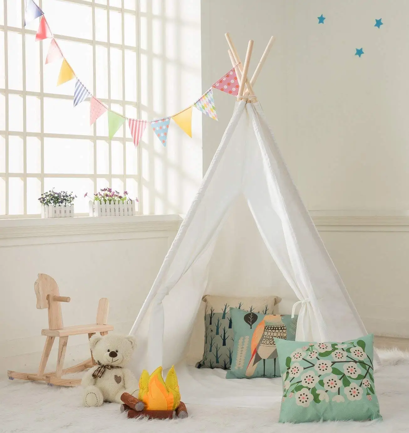 130cm Play-Tent Tipi Triangle KidsTent Teepee Canvas Sleeping Dome House Wigwam Room Children's Tent Game-House | Игрушки и хобби